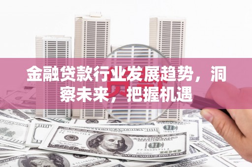 赣榆金融贷款行业发展趋势，洞察未来，把握机遇