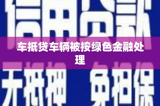 新乡车抵贷车辆被按绿色金融处理