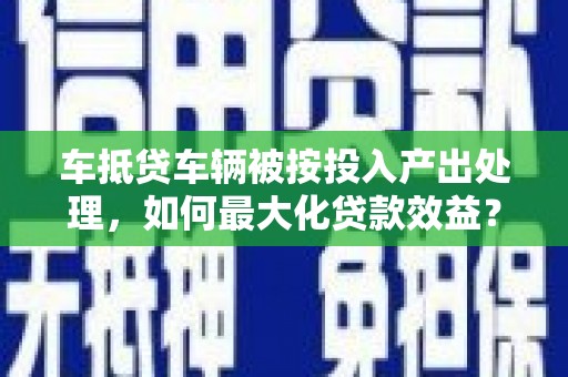 武陵源车抵贷车辆被按投入产出处理，如何最大化贷款效益？