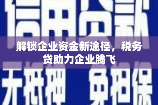 公馆解锁企业资金新途径，税务贷助力企业腾飞