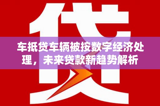 阿莲车抵贷车辆被按数字经济处理，未来贷款新趋势解析