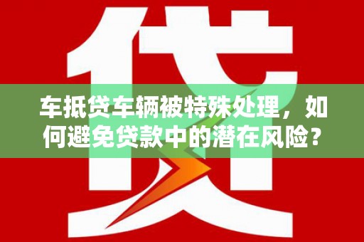 临沭车抵贷车辆被特殊处理，如何避免贷款中的潜在风险？