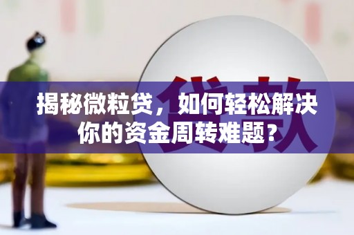 宁安揭秘微粒贷，如何轻松解决你的资金周转难题？