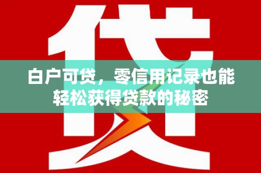 大堂白户可贷，零信用记录也能轻松获得贷款的秘密