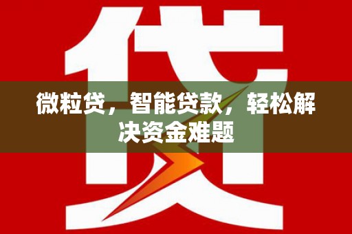 大村微粒贷，智能贷款，轻松解决资金难题