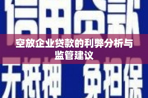 双溪空放企业贷款的利弊分析与监管建议