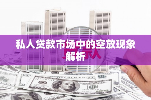 芦淞私人贷款市场中的空放现象解析