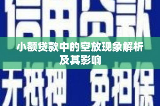 建宁小额贷款中的空放现象解析及其影响